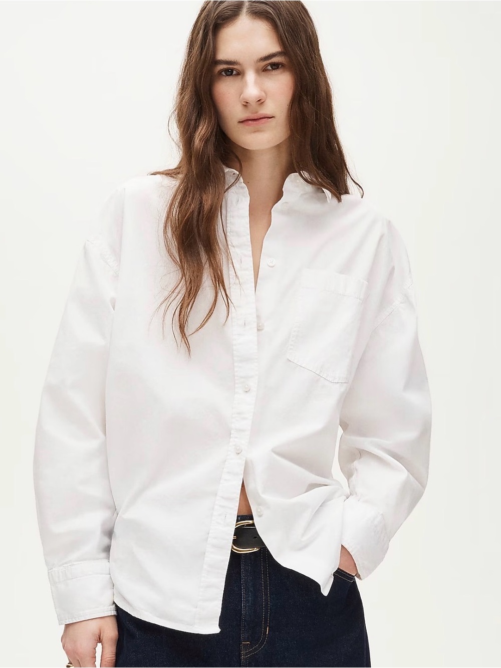 J.Crew Étienne Oversized Oxford Shirt White Size 8 Style CD051